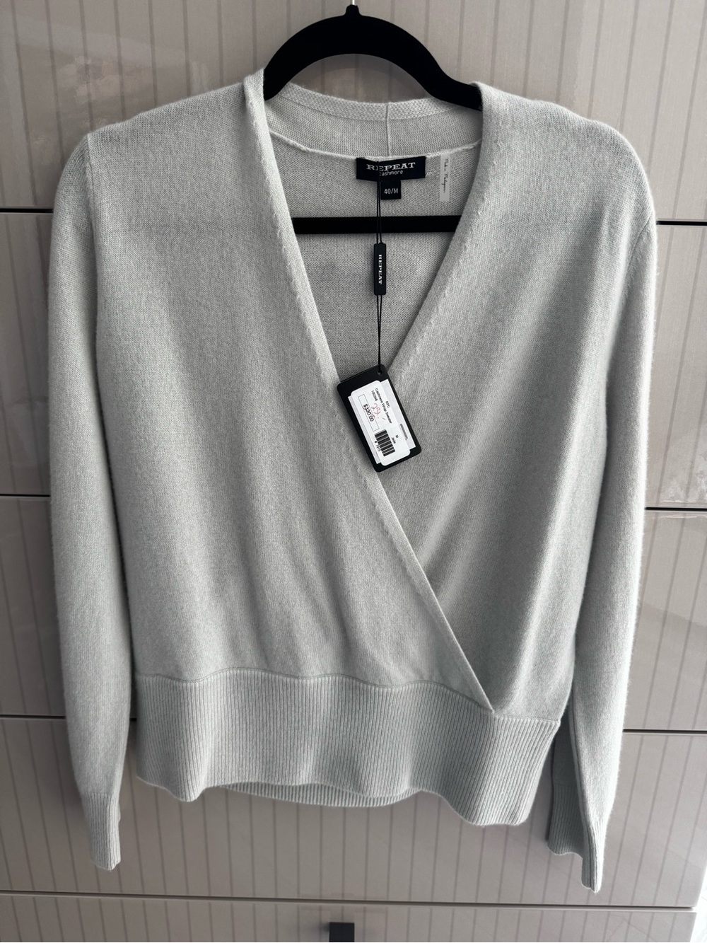 REPEAT Wrap-Style V-Neck Cashmere Sweater